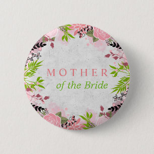 Floral wedding Mother of the Bride 6 Cm Round Badge