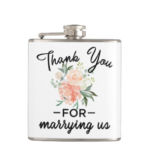 Floral Wedding Officiant Thank You Hip Flask