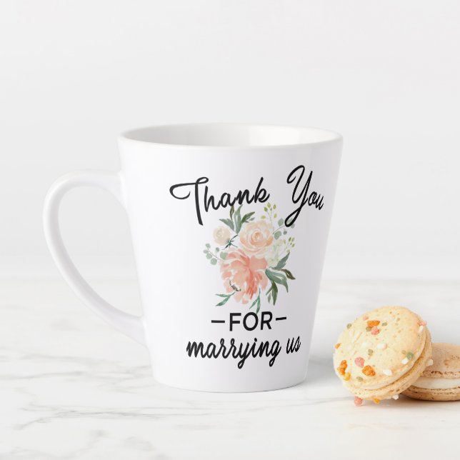 Floral Wedding Officiant Thank You Latte Mug (In Situ)