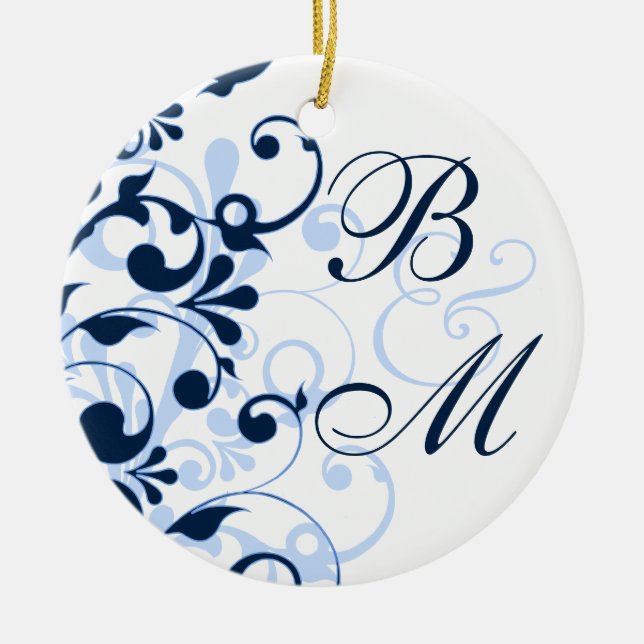 Floral Wedding or Anniversary Ornament (Front)