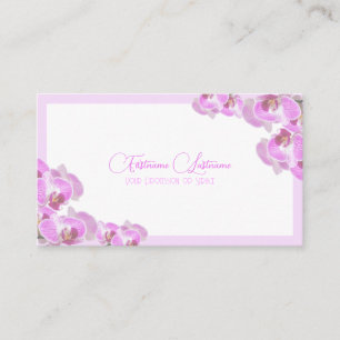 Floral wedding orchid flower calligraphy QR-Code Business Card