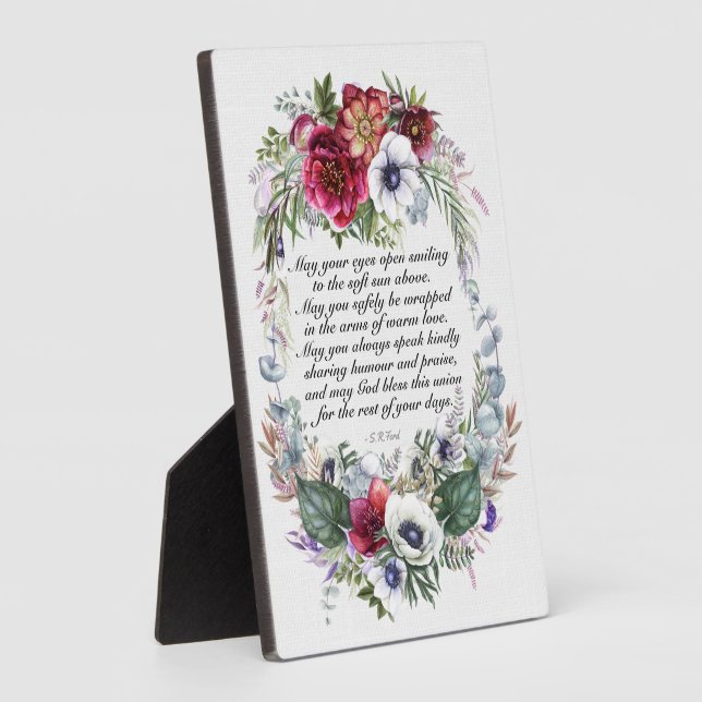 Floral Wedding Original Poem  Plaque (Side)