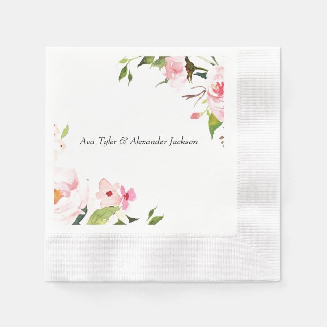 Floral wedding paper napkin (Front)