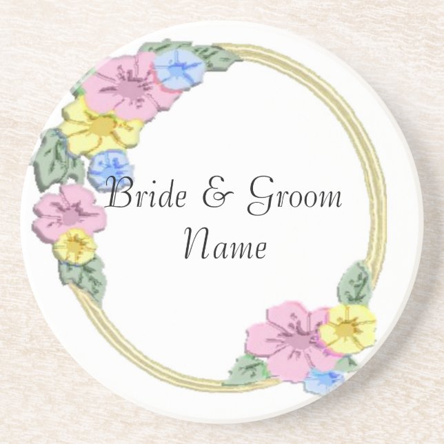 Floral Wedding Party Coasters Wedding Reception (Front)