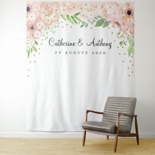 Floral Wedding Photo Booth Backdrop Banner Tapestry