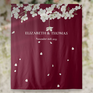 Floral Wedding Photo Booth Backdrop White Blossom Tapestry