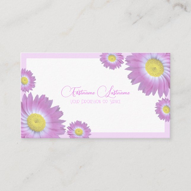 Floral wedding pink flowers calligraphy QR-Code Business Card (Front)