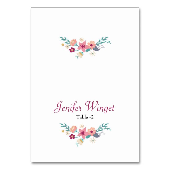 Floral Wedding Place card (Front)
