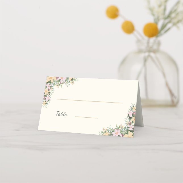 Floral wedding place card - boho style (Front)