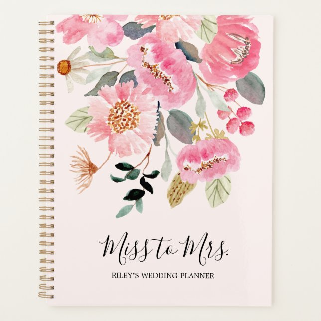 Floral Wedding Planner Agenda Calendar Book E705 (Front)