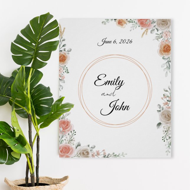 Floral Wedding Poster with Names and Date (Creator Uploaded)