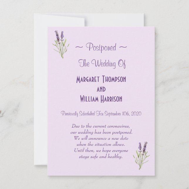 Floral Wedding Postponement Cancel Virus COVID-19 Invitation (Front)