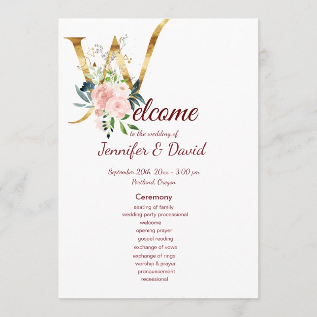 Floral Wedding Program (Front)