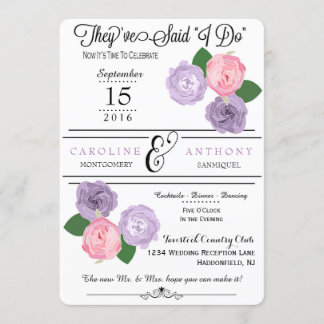 Floral Wedding Reception Only Invitation