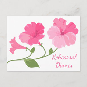 Floral Wedding Rehearsal Dinner Pink Flowers Postcard