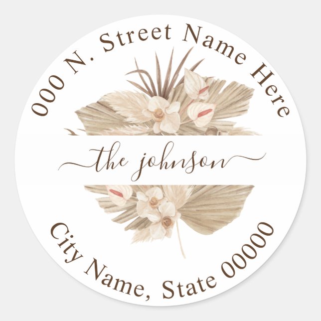 Floral Wedding Return Address Classic Sticker (Front)