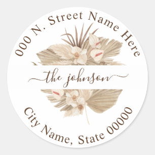 Floral Wedding Return Address Classic Sticker