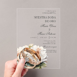 Floral wedding ring acrylic wedding  invitations