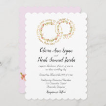 Floral Wedding Ring & Vows Invitation