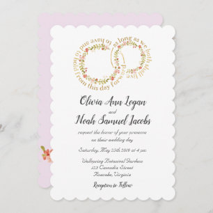 Floral Wedding Ring & Vows Invitation