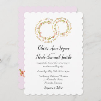 Floral Wedding Ring & Vows Invitation