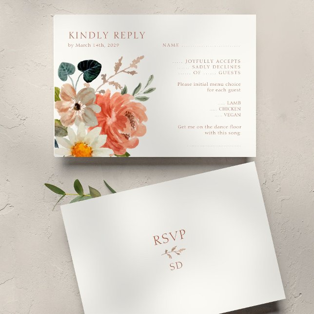 Floral Wedding RSVP Ivory Response Card (Creator Uploaded)