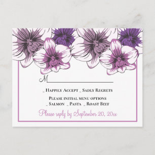Floral Wedding RSVP Purple Orchid Flowers Lavender Invitation Postcard