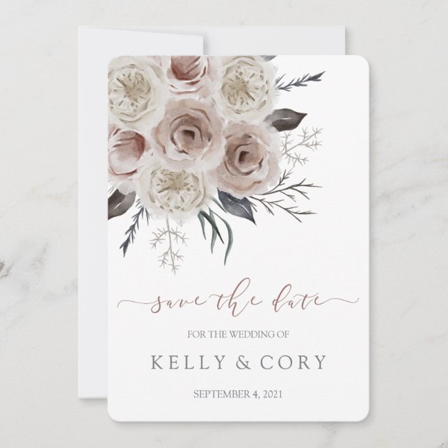 Floral Wedding Save The Date Cards (Front)