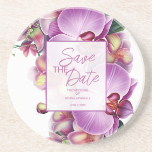 Floral Wedding Save the Date Coaster