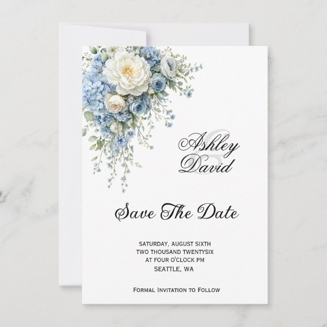 Floral Wedding Save The Date Invitation (Front)