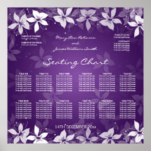 Floral Wedding Seating Chart Exotic Blooms Purple