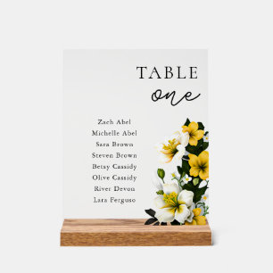 Floral Wedding Seating Chart Table Number