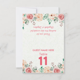 Floral Wedding Seating Place Table Number / Escort