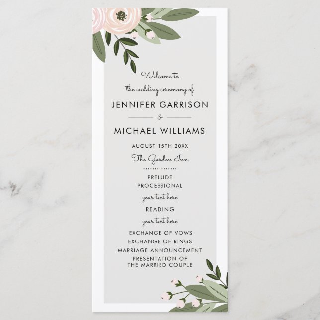 Floral Wedding Sprigs Program (Front)