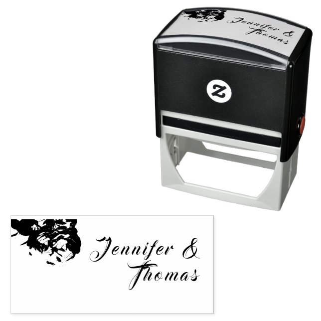Floral Wedding Stationary Self Inking Rubber Stamp (In Situ)