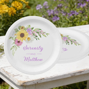 Floral Wedding Sunflower Daisy Wildflower Garden  Paper Plate