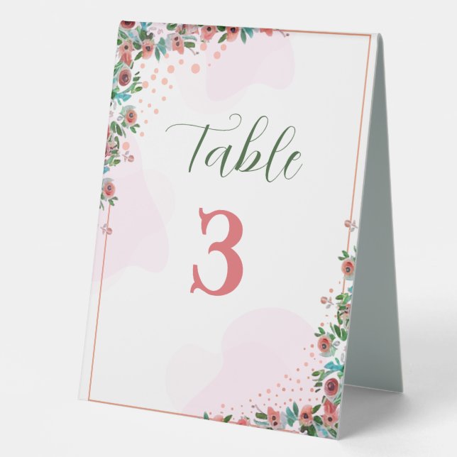 Floral Wedding Table Number (Front)