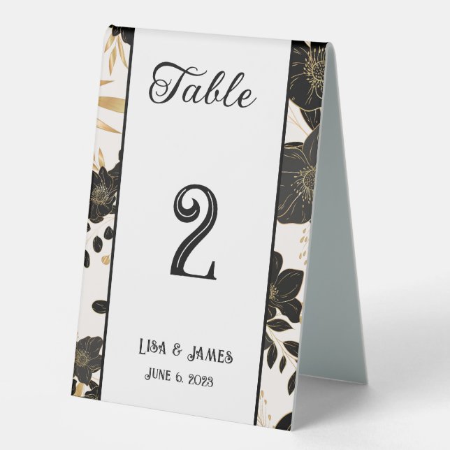 Floral Wedding Table Number Card (Front)