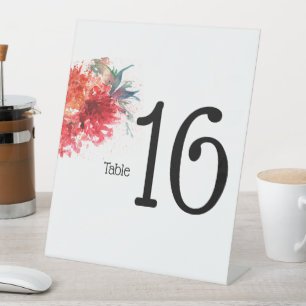Floral Wedding Table Numbers - Acrylic Pedestal Sign