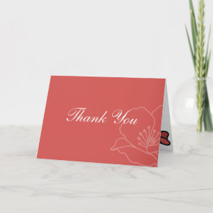 Floral Wedding Thank You Card Red and Pink Poppies