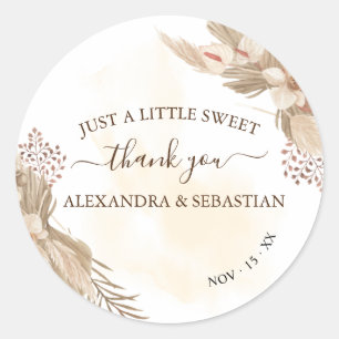 Floral Wedding Thank You Classic Round Sticker