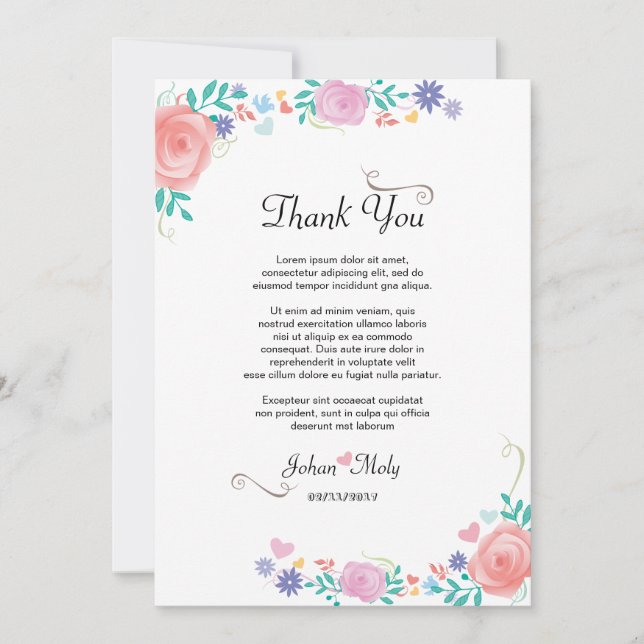 Floral Wedding Thank you Table Sign Invitation (Front)