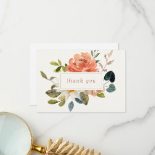 Floral Wedding Thank You White & Ivory Card