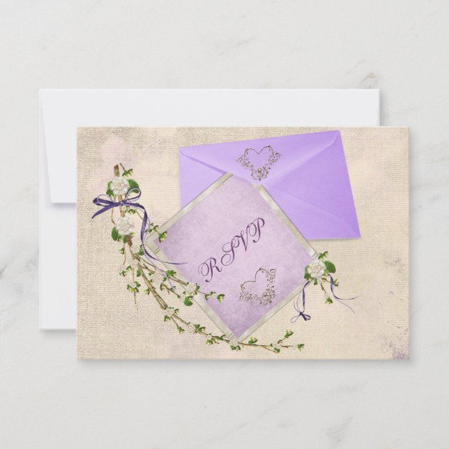 Floral Wedding Twig RSVP Card (Front)