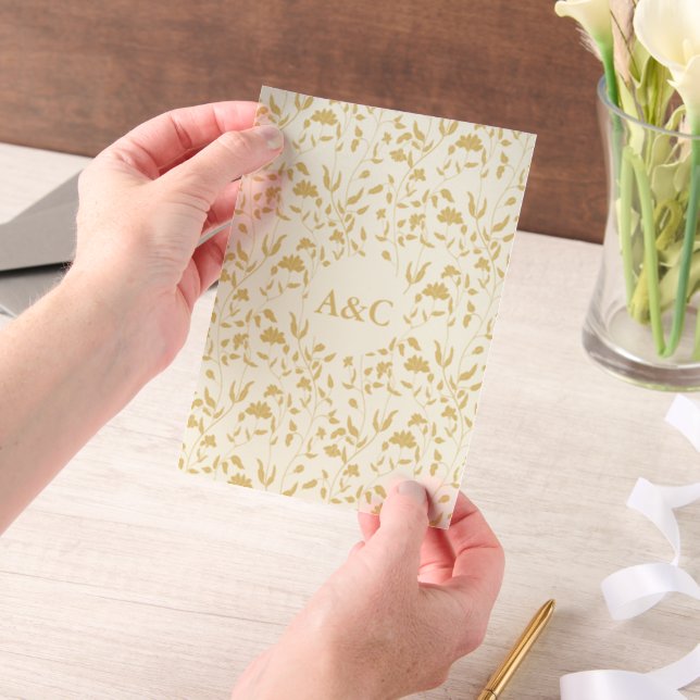  Floral Wedding Vellum Overlay Cream Vellum Invitations (Handheld)