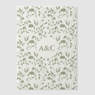  Floral Wedding Vellum Overlay Sage Green  Invitations
