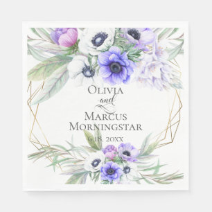 Floral Wedding Violet Anemone Floral Bouquets Napkin