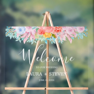 floral Wedding Welcome acrylic Signs