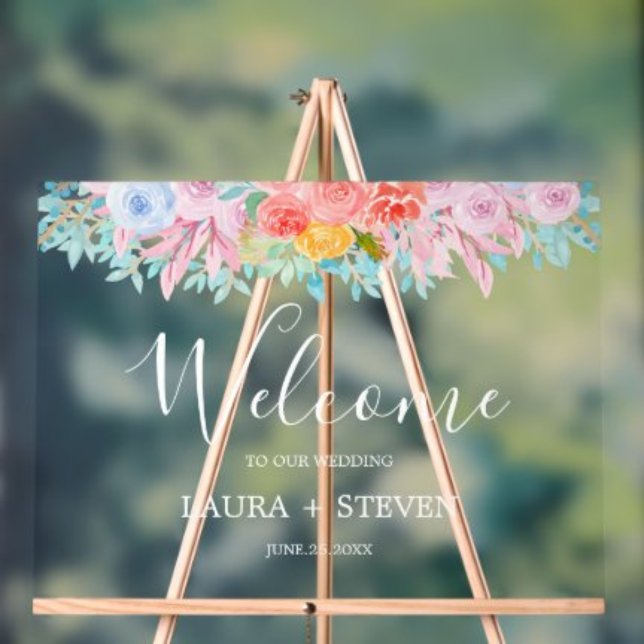 floral Wedding Welcome acrylic Signs (Creator Uploaded)