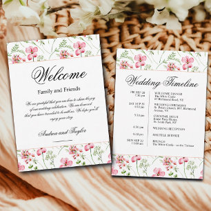 Floral Wedding Welcome Bag Letter & Timeline Card